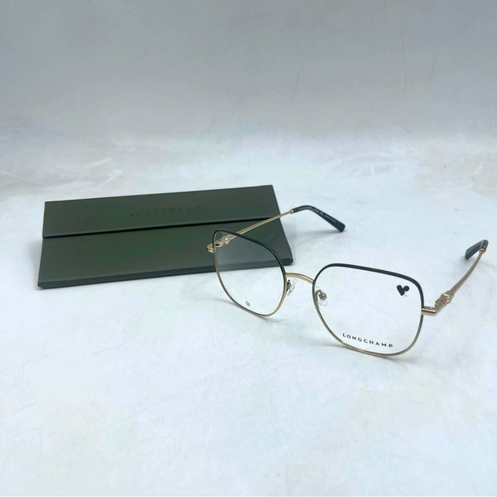 Longchamp Women's Square Eyeglasses Gold / Bronze With Demo Lens New